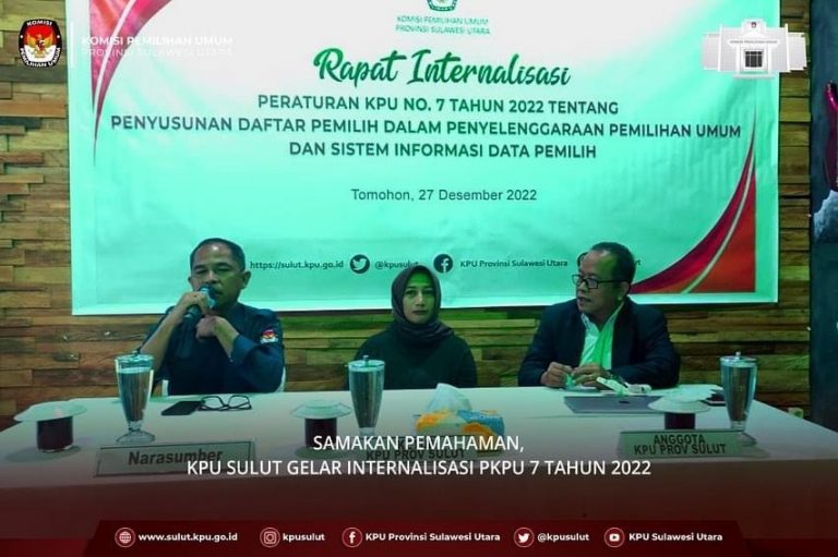 KPU Sulut Gelar Internalisasi PKPU 7 Tahun 2022, Ini Tujuannya