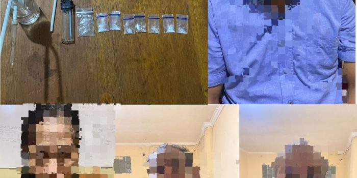 Empat terduga tersangka dan barang bukti narkoba