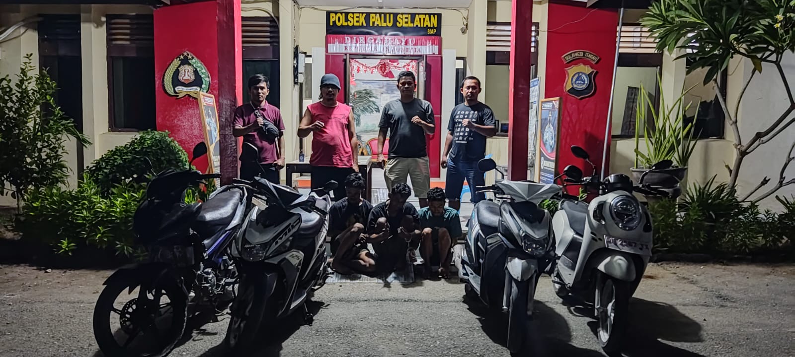 Polsek Palu Selatan tangkap tiga orang pelaku pencurian sepeda motor, di Kota Palu. Foto : Humas Polsek Palu Selatan, Polresta Palu