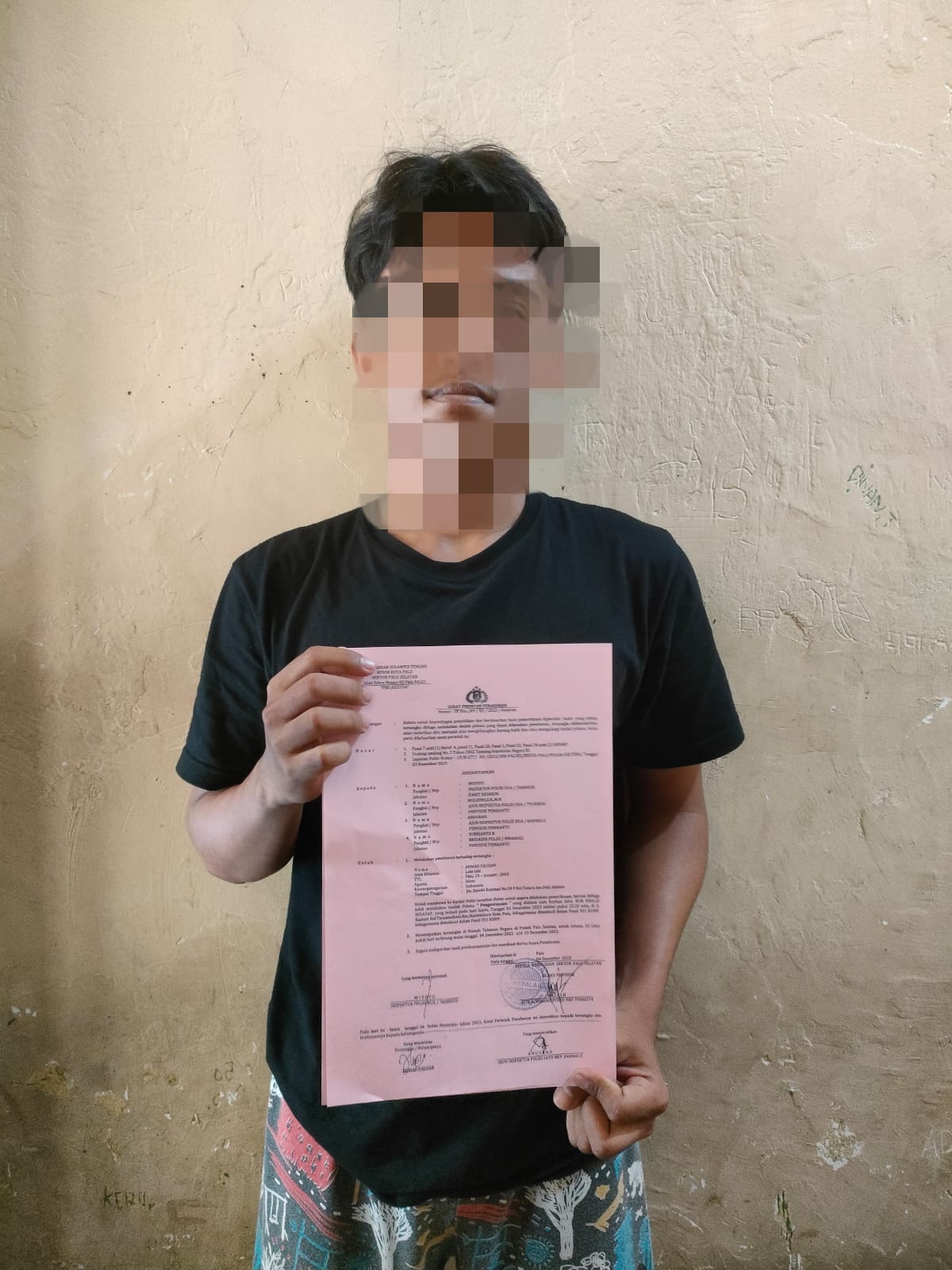 AF Pelaku penganiayaan motifnya cemburu. Foto : Polsek Palu Selatan