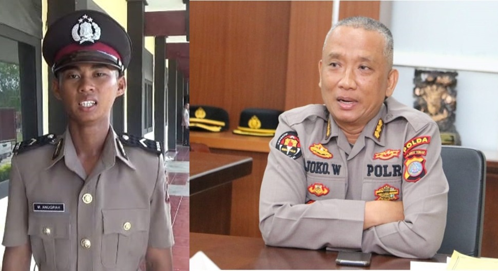 Kabidhumas Polda Sulteng Kombes Pol. Djoko Wienartono dan Muhammad Anugerah Siswa lulusan terbaik dan trengginas. Foto Dok: Humas Polda Sulteng