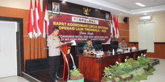 Rapat lintas sektoral Operasi Lilin Tinombala 2023, di Rupatama Polda Sulteng. Jumat, (15/12/2023).Foto: Dok Polda Sulteng