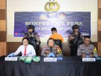 penyeludupan Kapolres Tolitoli AKBP Bambang Herkamto saat menggelar jumpa pers di Polres Tolitoli, Senin (15/1/2024).Foto : Istimewa
