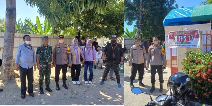 Kapolsek Palu Barat bersama TNI, Bawaslu dan KPU Kota lakukan pemantauan PSU di TPS 17 Kabonena Kota Palu.