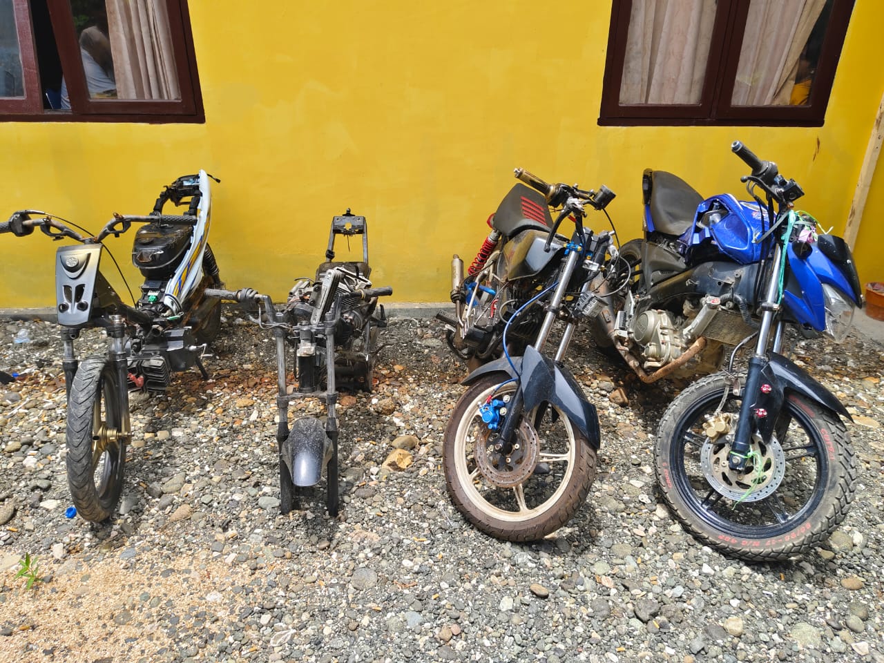 Barang Bukti empat unit sepeda motor curian di amankan Polres Morowali