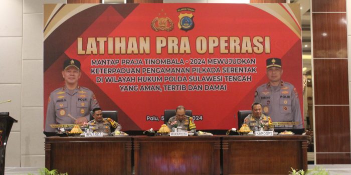 Ratusan Personel Polda Sulteng bersama Polres jajaran Latpraops Hadapi Pilkada Serentak 2024