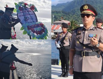 Khidmat di Laut Kotabunan, Kapolres Boltim Pimpin Upacara Pelarungan dan Tabur Bunga Sambut Hari Bhayangkara ke-80 