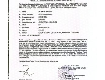 PCM Ratatotok Laporkan Dugaan Pemalsuan Surat Ukur Tanah Persyarikatan ke Polda Sulut