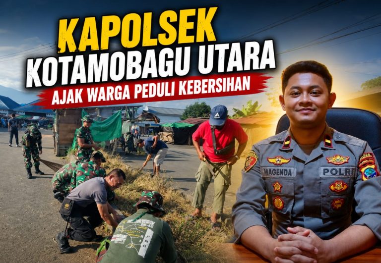 Semangat Gotong Royong di Pasar Genggulang, Kapolsek Kotamobagu Utara Ajak Warga Peduli Kebersihan