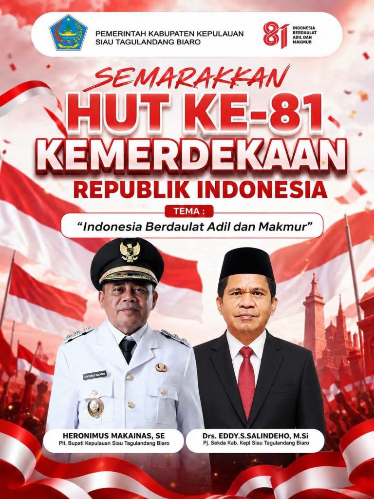 Sitaro Bergerak! Pemkab Serukan Warga Kibarkan Merah Putih Sebulan Penuh Sambut HUT RI ke-81