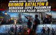 Brimob Batalyon B Sulut Bergerak Cepat Padamkan Kebakaran Pasar Inobonto, Kerahkan AWC dan Ambulans