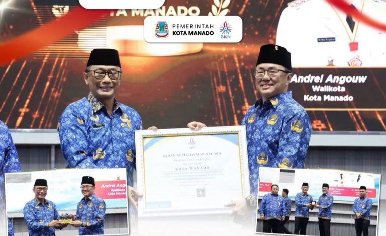 Andrei Angouw Terima Penghargaan BKN, Manajemen ASN Pemkot Manado Diakui